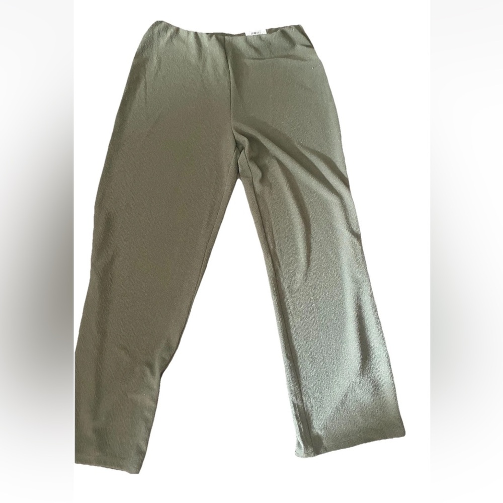 JM Collection Wide Leg Pull On Stretchy Pants Green Size Med NWT